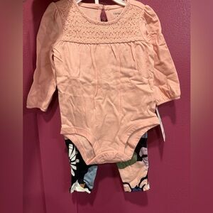 Carter's Pink Bodysuit and Floral Pants Set